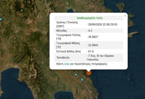 Σεισμός 4,3 Ρίχτερ «ξύπνησε» τη Λακωνία