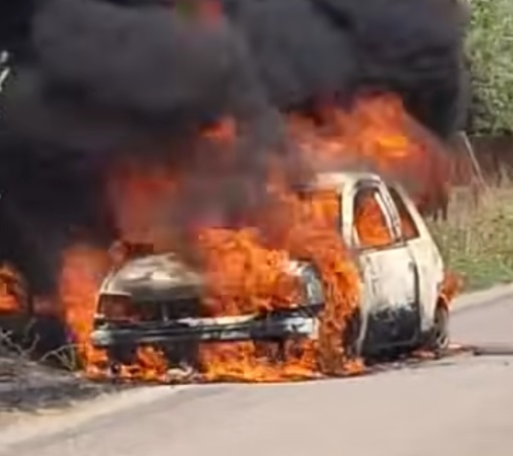 ΙΧ τυλίχθηκε στις φλόγες στην ΕπΟ Μολάων-Ασωπού (ΦΩΤΟ)