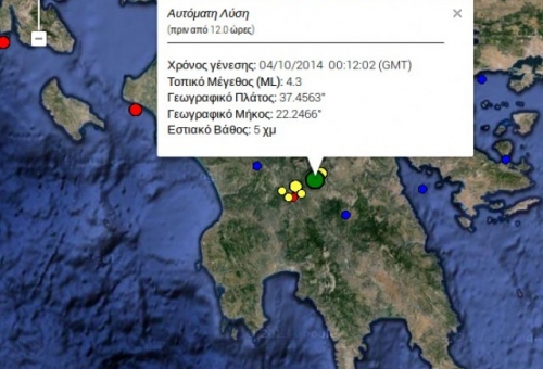 Σεισμός ταρακούνησε τη νύχτα την Πελοπόννησο