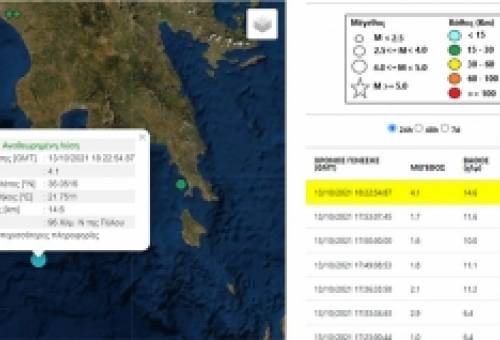Σεισμός μεγέθους 4,1 ρίχτερ στην Πύλο το βράδυ της Τετάρτης